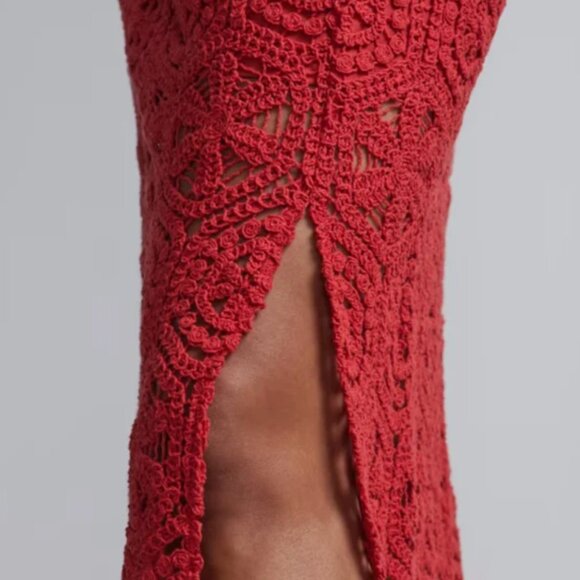 NY&Co Red Crochet Skirt - Picture 3 of 6